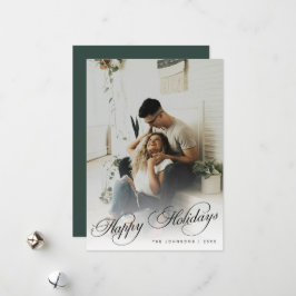 Elegant Modern Calligraphy Script Christmas Photo Holiday Card