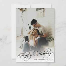 Elegant Modern Calligraphy Script Christmas Photo Holiday Card