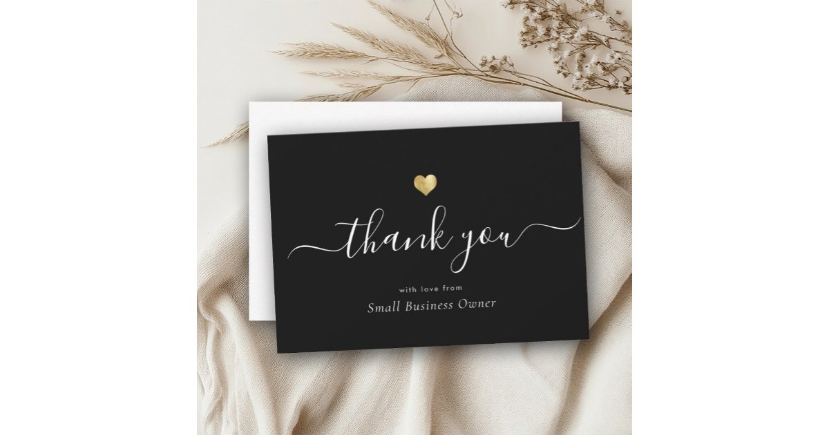 Elegant Modern Calligraphy Script Gold Business Thank You Card | Zazzle