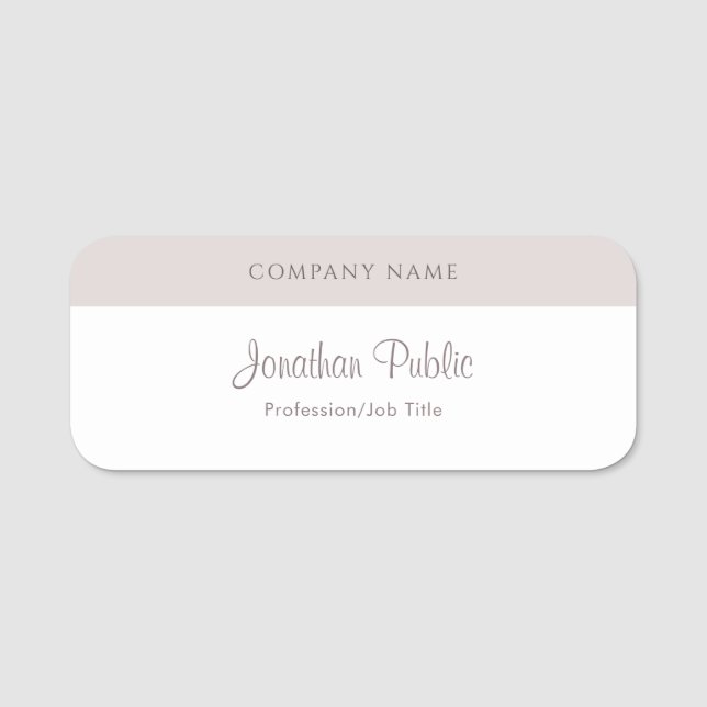 Elegant Modern Calligraphy Script Name Template Name Tag (Front)