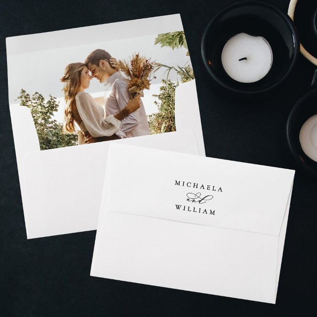 Elegant Modern Calligraphy Script & Photo Wedding Envelope (Creator Uploaded)