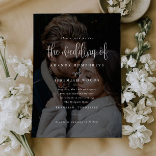 Elegant Modern Calligraphy Script Photo Wedding Invitation