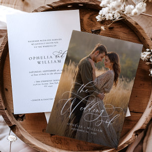 Elegant Modern Calligraphy Script Photo Wedding Invitation