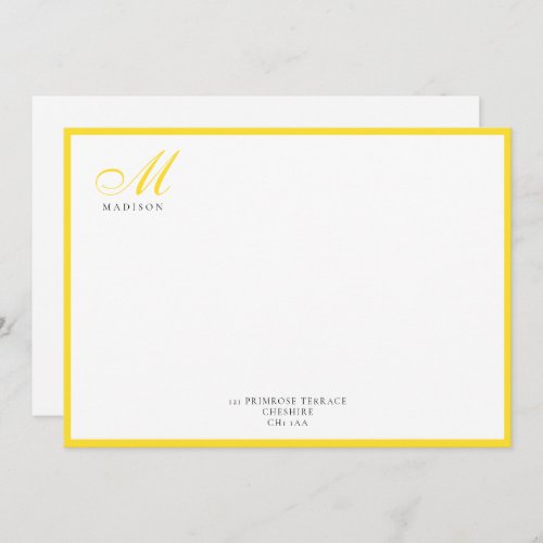 Elegant Modern Calligraphy Script Pineapple Yellow Note Card