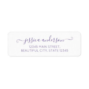 Elegant Modern Calligraphy Script Purple Violet Label