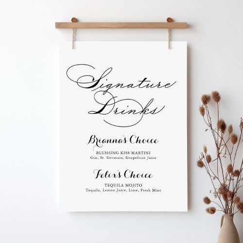 Elegant Modern Calligraphy Signature Drinks Sign