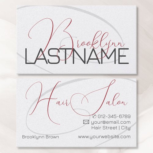 Elegant Modern Calligraphy Signature Hair Salon  Business Card