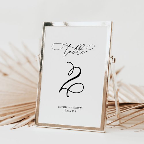 Elegant Modern Calligraphy Table 2 Wedding Table Number