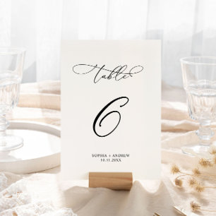 Elegant Modern Calligraphy Table 6 Wedding Number