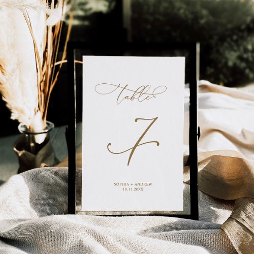 Elegant Modern Calligraphy Table 7 Wedding Table Number