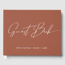 Elegant Modern Calligraphy Terracotta Wedding Guest Book