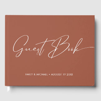 Elegant Modern Calligraphy Terracotta Wedding Guest Book