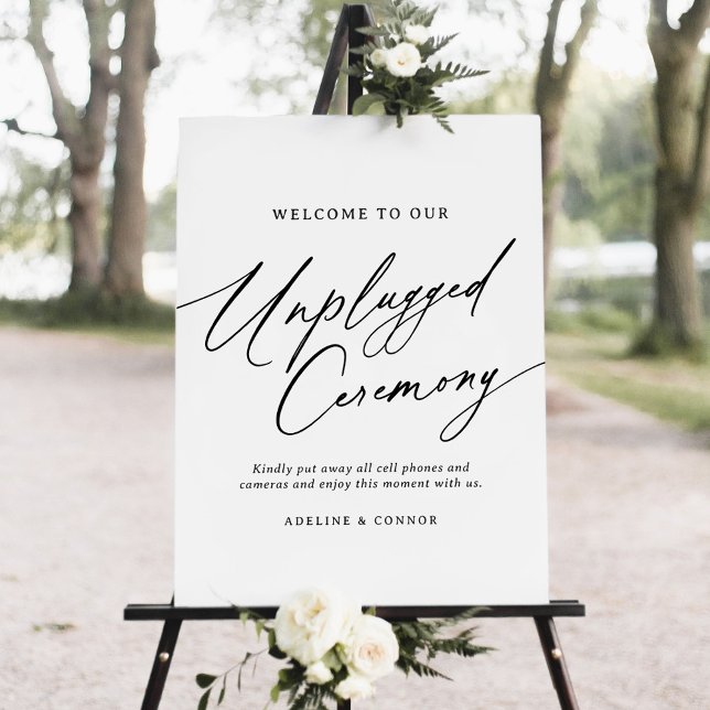 Elegant Modern Calligraphy Unplugged Ceremony Foam Board (Creator Uploaded)