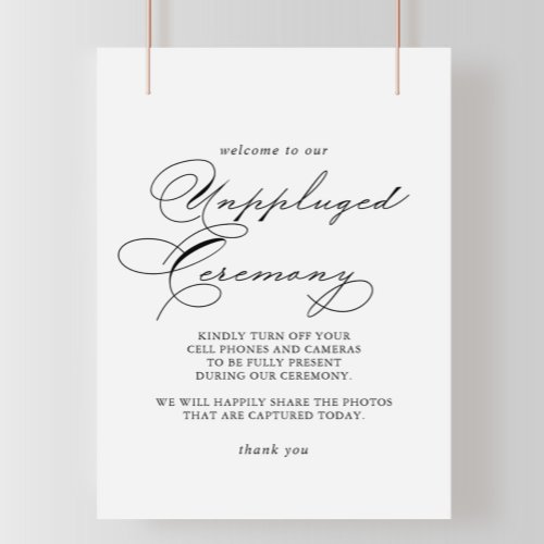 Elegant Modern Calligraphy Unplugged Ceremony Sign