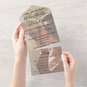 elegant modern calligraphy wedding day photo all in one invitation