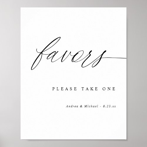 Elegant Modern Calligraphy Wedding Favors Sign