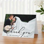 Elegant Modern Calligraphy Wedding Folded Thank You Card<br><div class="desc">Modern Elegant Beautiful yet Simple Minimalist Delicate Calligraphy Wedding Photo Thank You Folded Card</div>