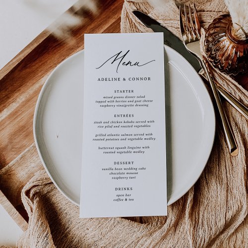 Elegant Modern Calligraphy Wedding Menu