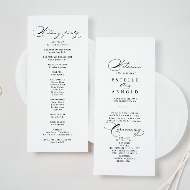 Elegant Modern Calligraphy Wedding Program (Creator Uploaded)