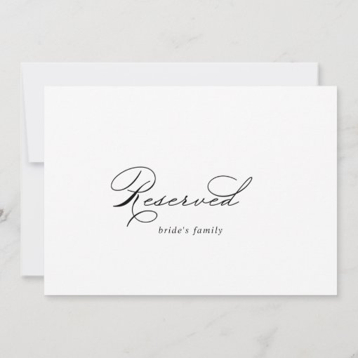 Elegant Modern Calligraphy Wedding Reserved Sign | Zazzle