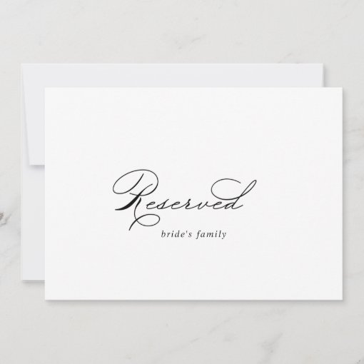 Elegant Modern Calligraphy Wedding Reserved Sign | Zazzle