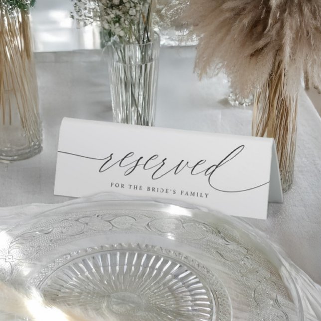 Elegant Modern Calligraphy Wedding Reserved Table Tent (Elegant modern calligraphy reserved sign for weddings)