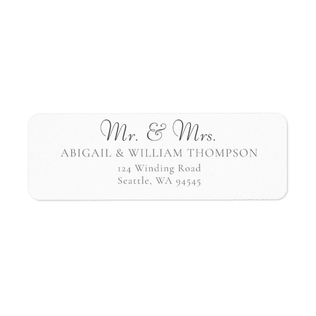 Elegant Modern Calligraphy Wedding Return Address Label (Front)