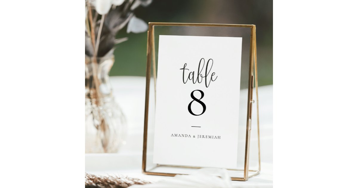 Elegant Modern Calligraphy Wedding Table Number | Zazzle