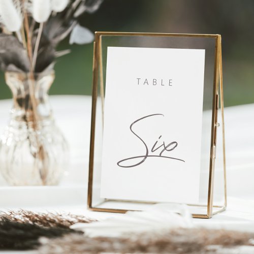 Elegant Modern Calligraphy Wedding Table Number