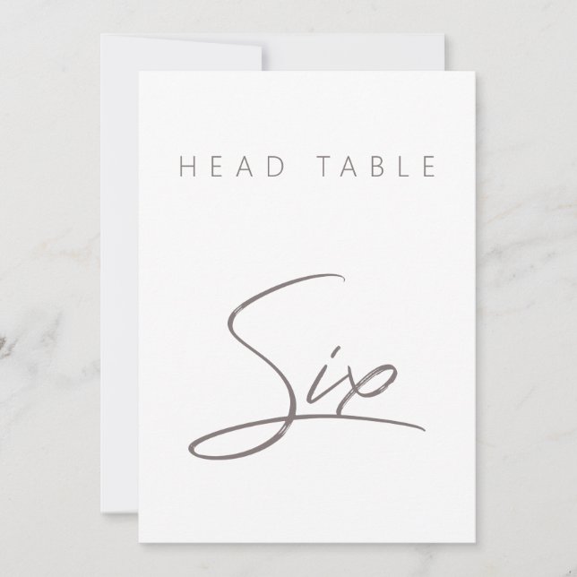 Elegant Modern Calligraphy Wedding Table Number (Front)