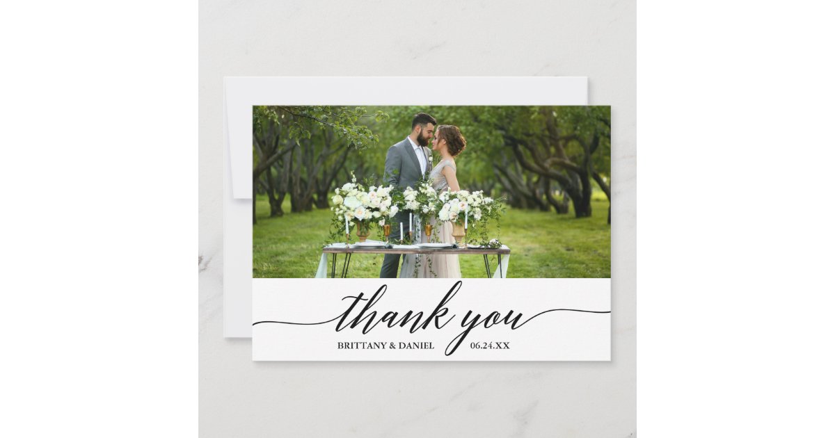 Elegant Modern Calligraphy Wedding Thank You Card | Zazzle