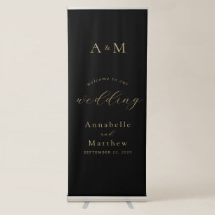 Elegant Modern Calligraphy Wedding Welcome Retractable Banner