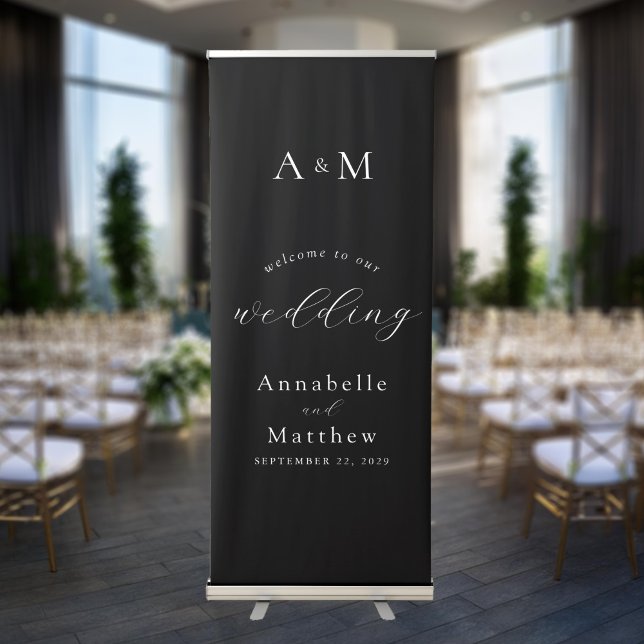 Elegant Modern Calligraphy Wedding Welcome Retractable Banner (Creator Uploaded)