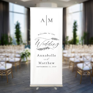 Elegant Modern Calligraphy Wedding Welcome Retractable Banner