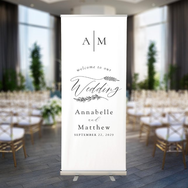 Elegant Modern Calligraphy Wedding Welcome Retractable Banner (Creator Uploaded)