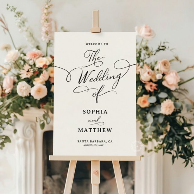 Elegant Modern Calligraphy Wedding Welcome Sign (wedding welcome sign, modern calligraphy sign, elegant wedding decor, personalized wedding sign, min)