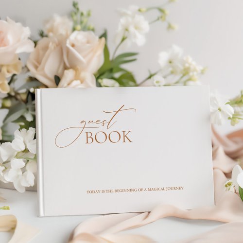 Elegant Modern Calligraphy White Wedding Guest Book