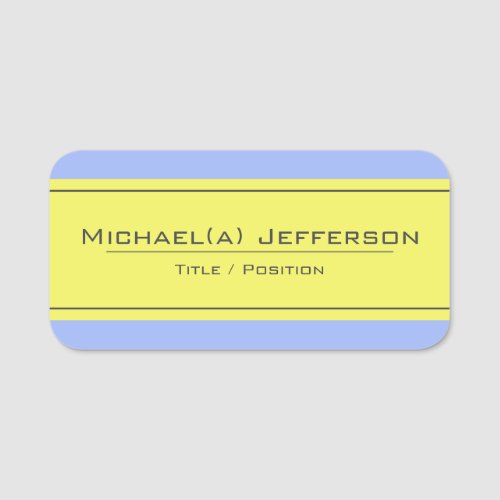 Elegant Modern Canary Yellow And Baby Blue Unique Name Tag