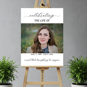Elegant Modern Celebrating the Life Photo Sign 