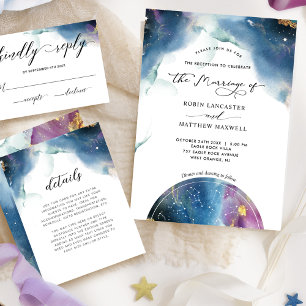 Elegant, Modern Celestial Constellations Marriage Invitation