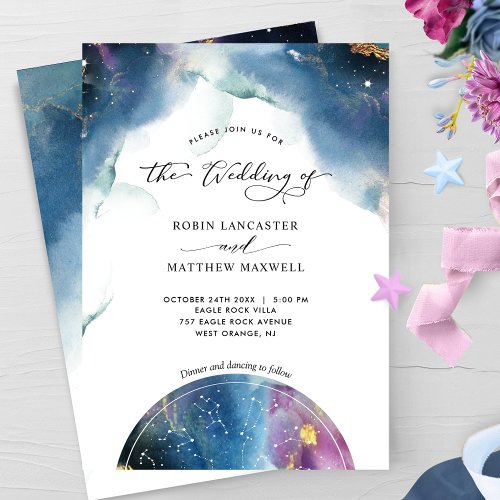 Elegant Modern Celestial Constellations Wedding Invitation