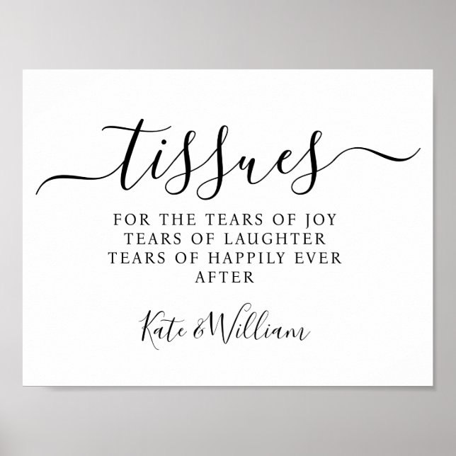 Elegant modern ceremony tissues wedding sign (Front)