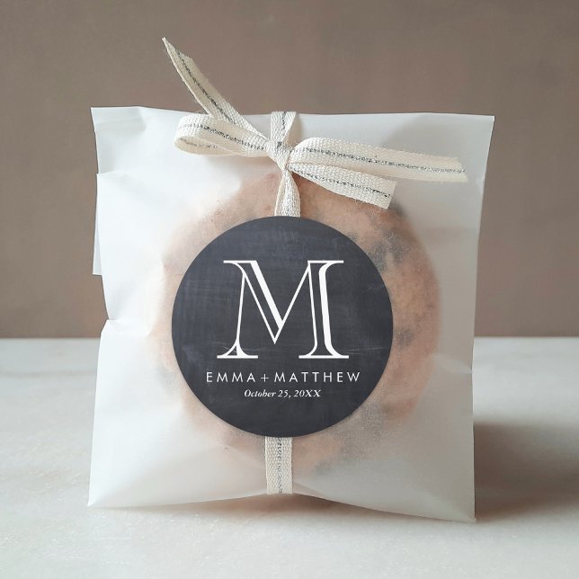 Elegant Modern Chalkboard Monogram Favor Label (Creator Uploaded)