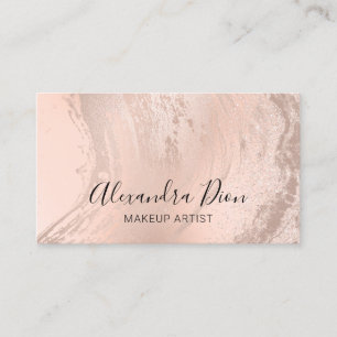 Elegant modern champagne glitter makeup artist business card
