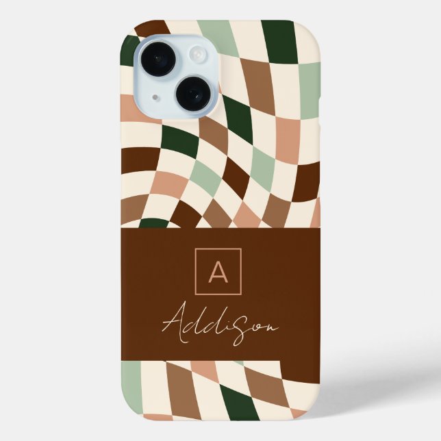 Elegant Modern Checkerboard Personalized Monogram Case-Mate iPhone Case (Back)