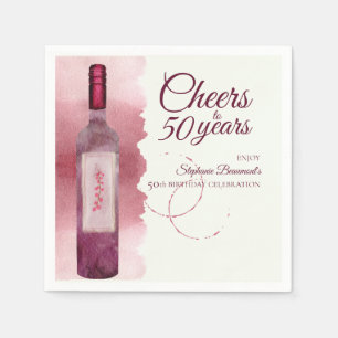 Elegant Modern Cheers Red Wine 50th Birthday Party Napkins