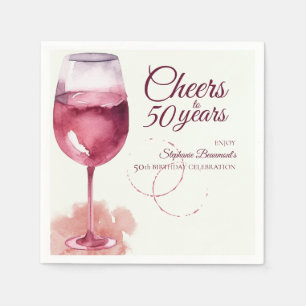 Elegant Modern Cheers Red Wine 50th Birthday Party Napkins