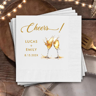 Elegant Modern Cheers Script Glasses Wedding Napkins