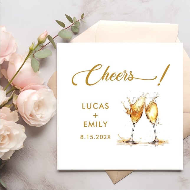 Elegant Modern Cheers Script Glasses Wedding Napkins (Creator Uploaded)