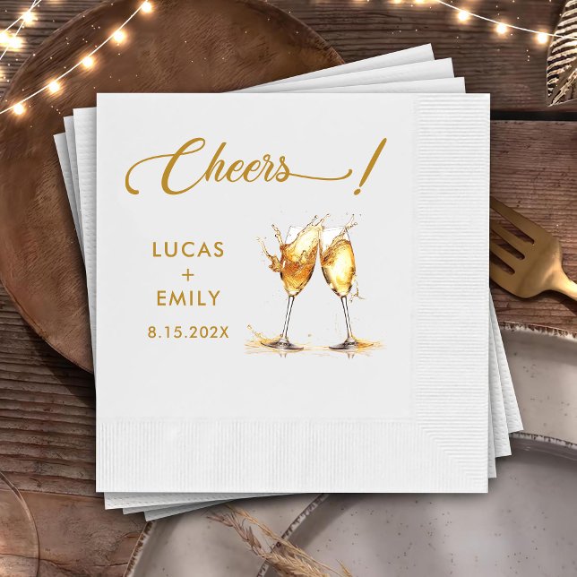 Elegant Modern Cheers Script Glasses Wedding Napkins (Creator Uploaded)